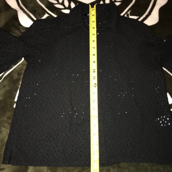 💙Madewell black eyelet bell sleeve shirt top XS💙 - Picture 7 of 12